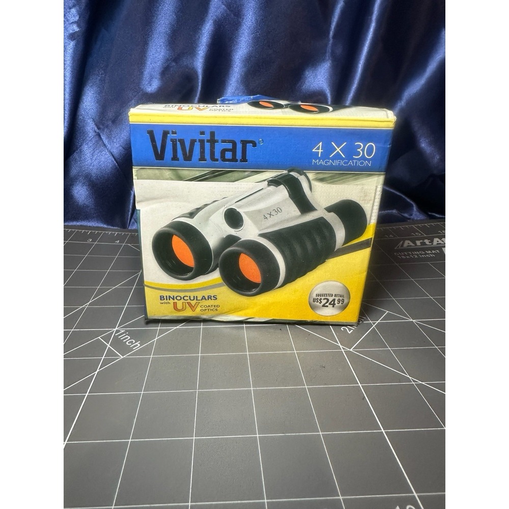 VIVITAR 4X30 Magnification Binoculars w/ UV Coated Optics & Box, Case, Manual